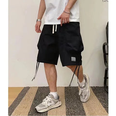 Threebooy New Harajuku Men Shorts Streetwear Jogger Shorts Women Mens Summer Loose Elastic Waist Hip Hop Shorts Solid Multi-Pocket