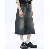 Threebooy Women's Retro Large Size Denim Shorts Unisex Style Wide Leg Capris Vintage Street Summer Female High Waist Loose Short Jeans 5XL