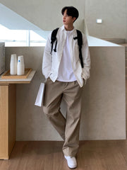 Threebooy Korean Style High-end Straight-leg Casual Pants Men's Spring Summer Loose Trousers American 2025 New Trendy Wide-leg Pants Chic