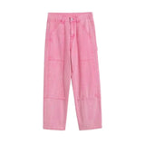 Threebooy Cargo Pink Jeans Men Fashion Harajuku Casual Baggy Straight Jeans Men Streetwear Loose Hip Hop Denim Pants Mens Trousers S-3XL