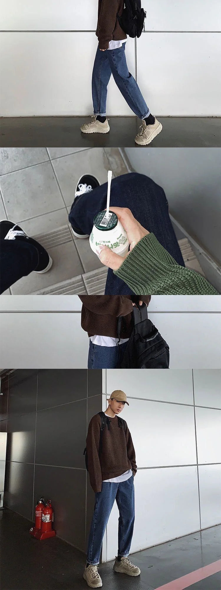Threebooy Sweater Men Oversize Knit Pull Homme O-neck Male Knitted Sweater Pullover Jumper Harajuku Casual Streetwear Korean Men Sweaters