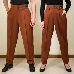 Threebooy  Men Latin Dance Pants High Waist Pocket National Stand Dance Small Feet Training Suit Dance Pants