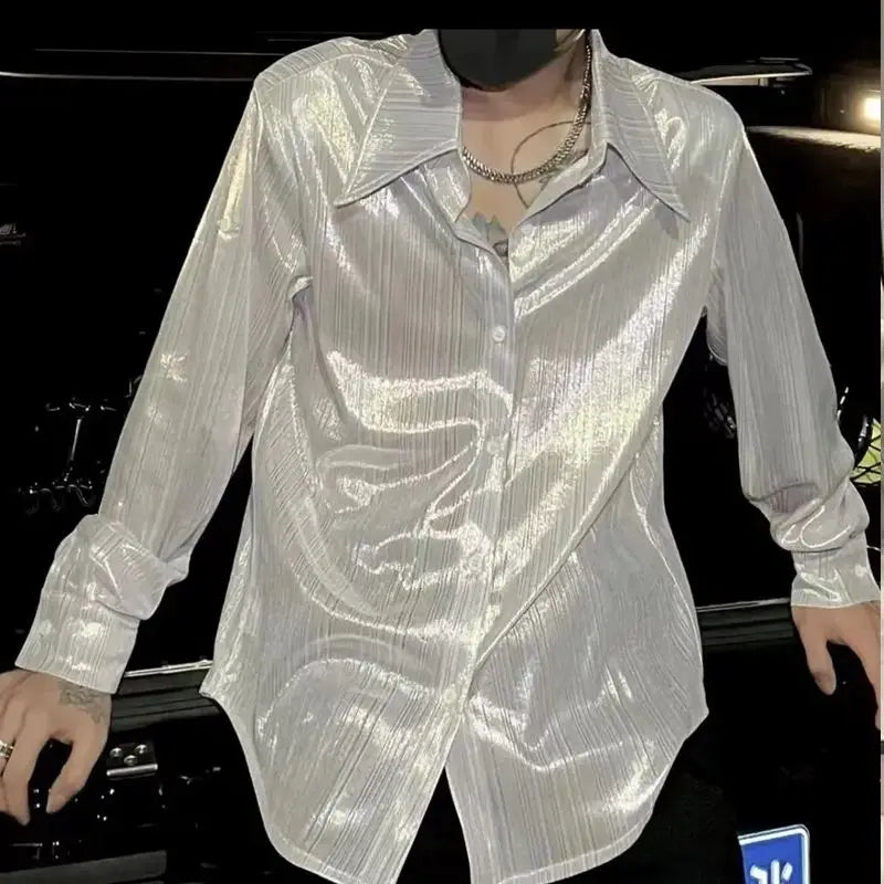 Threebooy Summer Trendy and Simple Iron-free Shirt for Men, Long Sleeves Korean New Loose Casual Handsome Shirt Thin Top Aesthetic