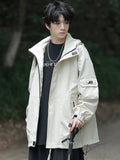Threebooy Autumn New Men's Casual Jackets Korean Fashion Outdoor Nylon Fabric Multi-Pockets Hooded Windbreaker Coats