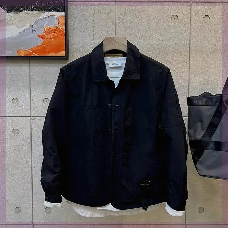 Threebooy American Vintage Casual Work Jacket Korean Style Fashion Handsome Versatile Lapel High-end Jacket Men's Spring Top Aesthetic