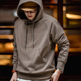 Threebooy Vintage Embroidered Hoodies for Men Solid Color Hooded Sweatshirts Spring New Pullovers Loose Streetwear