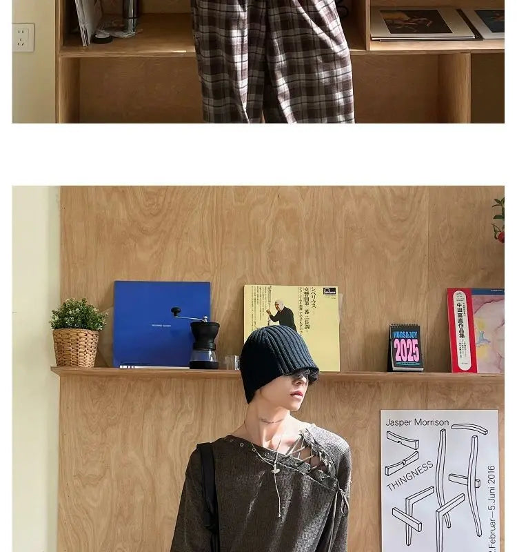 Threebooy Street Punk Shirt Off-shoulder Hollow T-shirt American 2025 New High-end Style Fashionable Casual Loose Short Sleeves