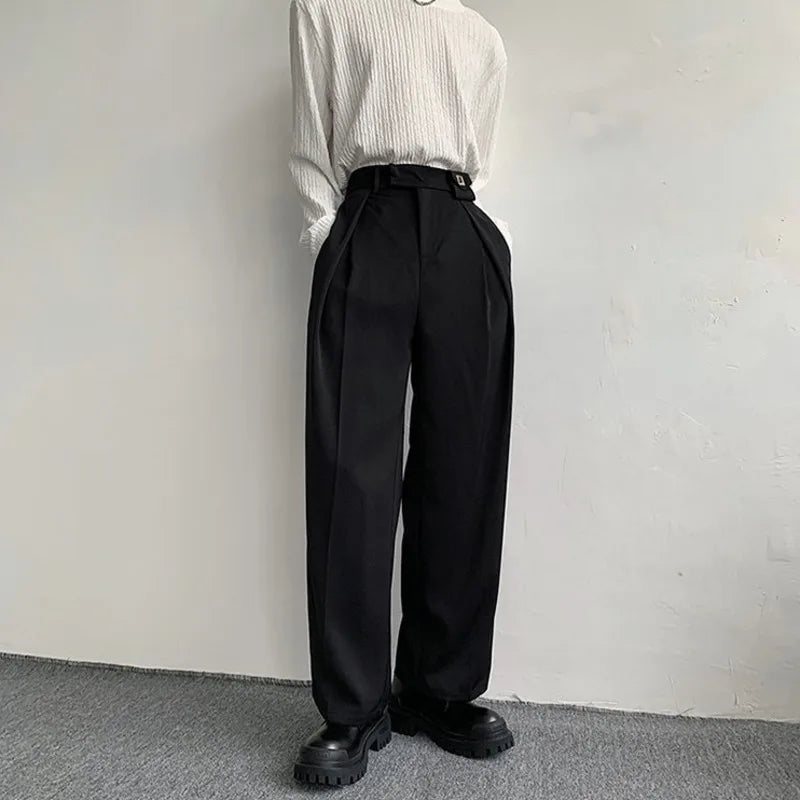 Threebooy  Black Suit Pants Men Fashion Social Mens Dress Pants Korean Loose Oversized Wide Leg Pants Mens Formal Trousers M-2XL