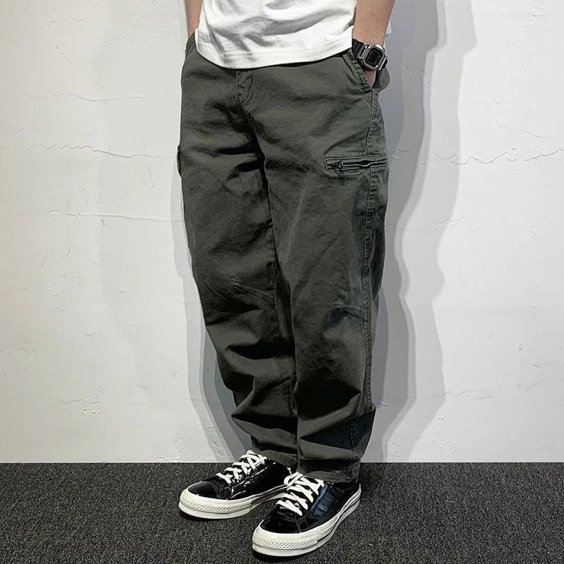 Threebooy Spring and Autumn Loose Solid Color Men's Cargo Pants Luxury Fashion Street Techwear New in Cheap High Quality Male Trousers