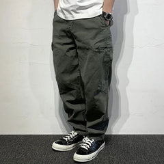 Threebooy Spring and Autumn Loose Solid Color Men's Cargo Pants Luxury Fashion Street Techwear New in Cheap High Quality Male Trousers