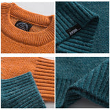 Threebooy Men's Knitted Vintage Graphic Sweater with Pattern Gradient Orange Pullovers Sweaters and Jumpers Male Korean Streetwear