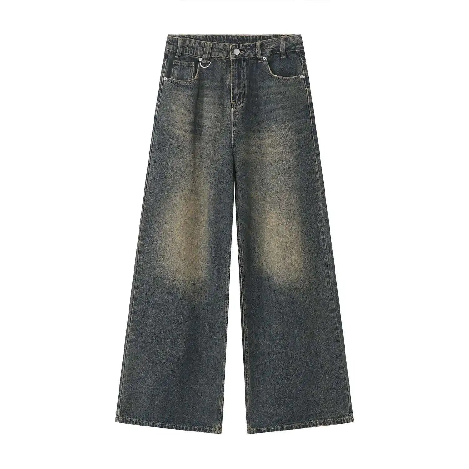 Threebooy  Men's Vintage Jeans Fashion Washed Street Casual Wide Leg Denim Pants Summer Distressed Loose Male Versatile Trousers