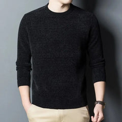 Threebooy Men Sweater Thick Knitted Men's Sweater Round Neck Long Sleeves Casual Pullover for Home Office for Men Winter