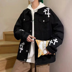 Threebooy Oversize Jacket Men's Spring Autumn Men's Clothing Jacket baggy Hip Hop Harajuku Street Clothing Fashion Trendy Denim Jacket