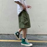 Threebooy Summer Mens Cargo Shorts Loose Hip Hop Harajuku Straight Streetwear Bermuda Masculina