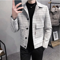 Threebooy Men Keep Warm in Winter Plaid Casual jackets/Male Slim Fit Fashion High Quality Coat Man Clothing S-2XL