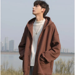 Threebooy High Quality Men's Waffle Sweatshirt Korea Version Hooded Couple Coat Ins Hop Thickened Harajuku Men Women Jacket Oversize M-3XL