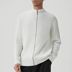 Threebooy  New Korean Fashion Men Cardigan Jacket Light Luxury Trendy Turtleneck Knit Zip-up Long Sleeve Sweater Coat High Quality Knitwear