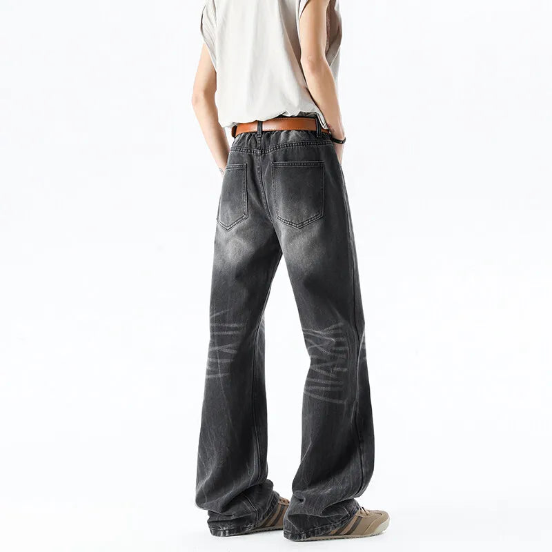 Threebooy Wide leg jeans Men 2025 Autumn trend Casual Pantsbell-bottoms unisex washed Jeans Skinny Work Trousers Male Jeans Men Clothing