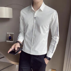 Threebooy  Autumn New Men's Long-sleeved Shirts Handsome Versatile Casual Iron-free Long-sleeved Shirts Men