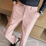 Threebooy Men Spring Autumn High Quality Casual Suit Trousers/Male Fashion Slim Fit Pink Business Suit Pants/Man Stretch Dress Pants 28-38