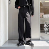 Threebooy Suit Pants Wide Leg Solid Color Zipper Pocket Casual Men's Trousers 2024 New Summer Fashion Tide Temperament Pants