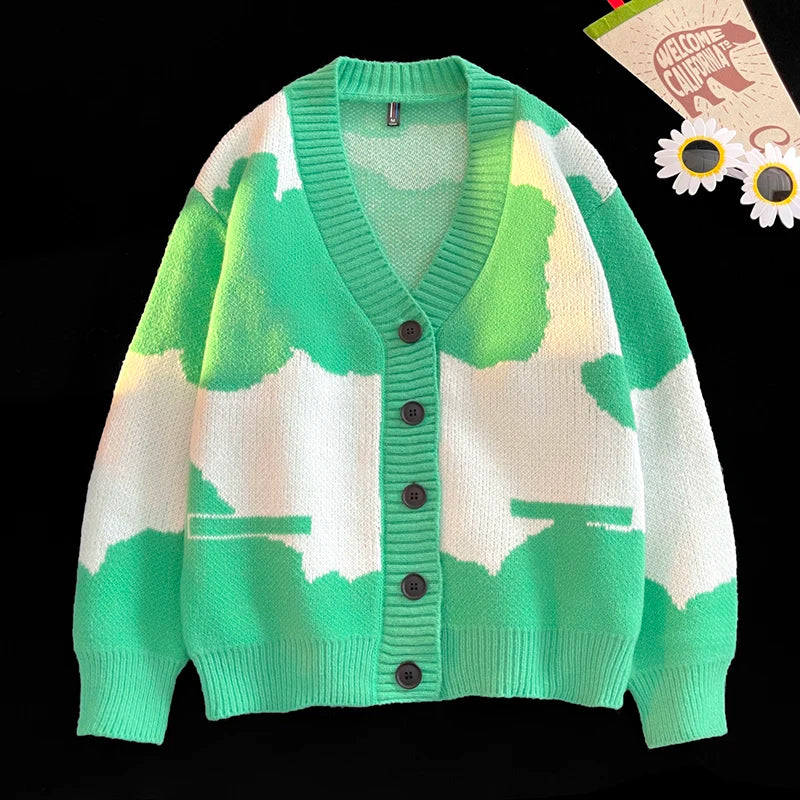 Threebooy Open Front Button V Neck Long Sleeve Sweater Women Basic Shirt Men Warm Soft Coat Autumn Winter Tops Casual Knit Jacket Cardigan