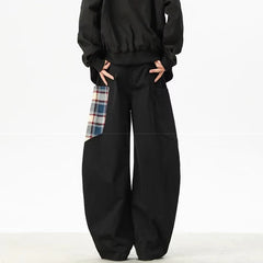 Threebooy  American Plaid Multi-pocket Cargo Pants For Men Hip Hop Fashion Straight Wide-leg Trousers New Patchwork Work pantalones