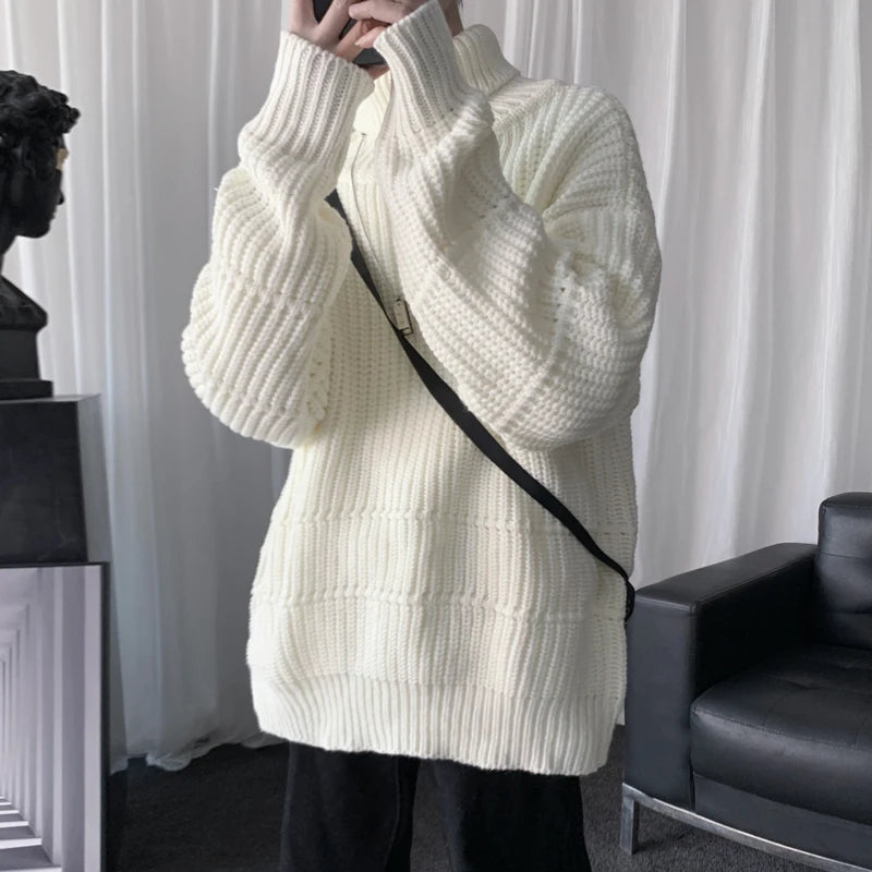 Threebooy Autumn Winter Mens Casual Turtleneck Pullover Men's Long Sleeve Rollneck Sweater Korean Style Fashion Warm Knitted Sweater