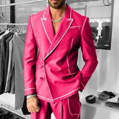 Threebooy  Elegant Men's Suits 2 Piece Set Classic Business Double Breasted Blazer+Pants Wedding Formal Wear for Male Groom Party Tuxedo