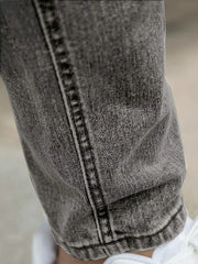 Threebooy  1 Piece of Men's Four-Season Snowflake Washed Fashion Jeans, Stretch Slim Fit Light Gray Dark Black Casual Denim Pants, Normcore and Fashionable, Suitable for Everyday Wear