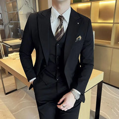 Threebooy  High Quality Suit Men's Suits 2 Piece Slim Fit Tuxedos Pant Formal Dress  High-End Sense  Business Prom
