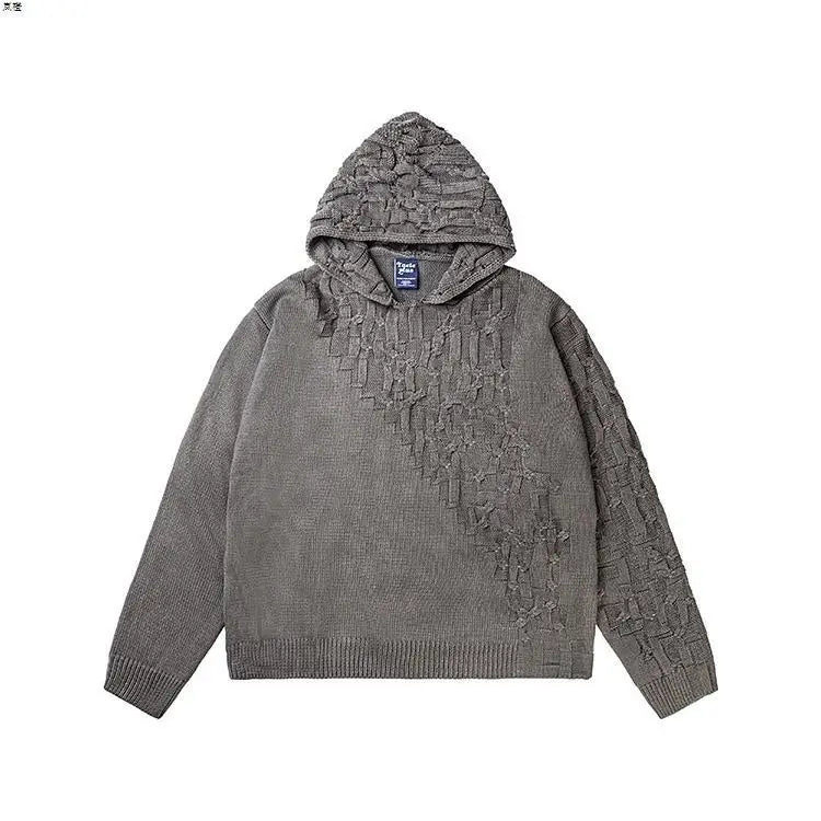 Threebooy Autumn and winter American fashion men and women knitted hooded couple loose retro personality Harajuku casual sweater y2k