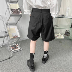 Threebooy Straight Causal Suit Shrts For Men Bottom Button Patchwork Solid Color Trumpet Summer Casual Knee Length Pants