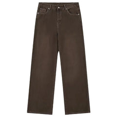 Threebooy Vintage Jeans Men Distressed Relaxed Straight Wide Leg Casual Trousers