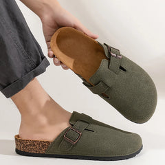 Threebooy  Half Shoes For Men Women Closed Toe Cork Slippers Sandals Slides Clogs Slip On Mules Outdoor Indoor Comfortable Footbed