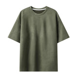 Threebooy Summer Short-sleeved T-shirt Men Fashion 10-color Casual Suede T Shirt Men Streetwear Loose O-neck Tshirt Mens Top M-3XL