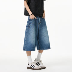 Threebooy Mens Calf length jeans Loose Fit Summer Studded Rivet Casual Streetwear Lightweight Comfort Cool Trendy 2023 Fashion weid leg