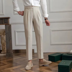 Threebooy  Summer Thin Business Pants Apricot Color Versatile Trousers Men's Nine-point High-waist Suit Pants
