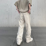 Threebooy Baggy Cargo Pants Men Y2k Streetwear Bright White Straight-leg Autumn Elastic Waist Wide Leg Casual Oversized Stacked Trousers