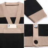 Threebooy Fall Winter Brand Fashion Cashmere Knitted V-neck Cardigan Sweater Men Casual Retro Men Striped knit Sweater Jacket S-3XL