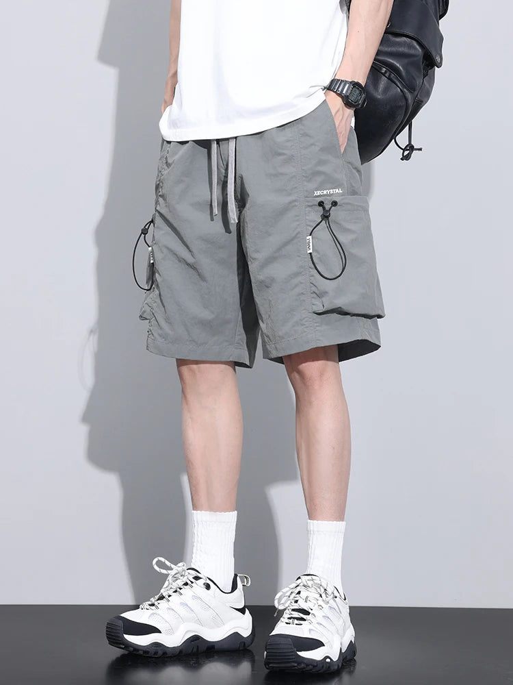 Threebooy  Summer Thin Shorts for Men Cargo Pants Side Pockets Baggy Joggers Bermuda Knee Basketball Short Pant Male M-4XL
