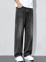 Threebooy  Men's Loose-fit Straight-leg Jeans  Durable and Washable Men's Denim Trousers for Men  Perfect Gift for Boyfriends and Husbands