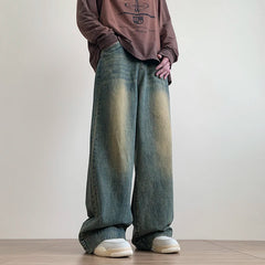 Threebooy Jeans men Baggy Jeans Straight Casual Distressed Vintage Jean Pants Men Wide-leg Denim Trousers Male Oversize Streetwear Fashion