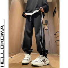 Threebooy Hong Kong Style Street Pants Spring and Autumn Style Personalized Spliced Trousers Youth Trendy College Style Versatile Trousers