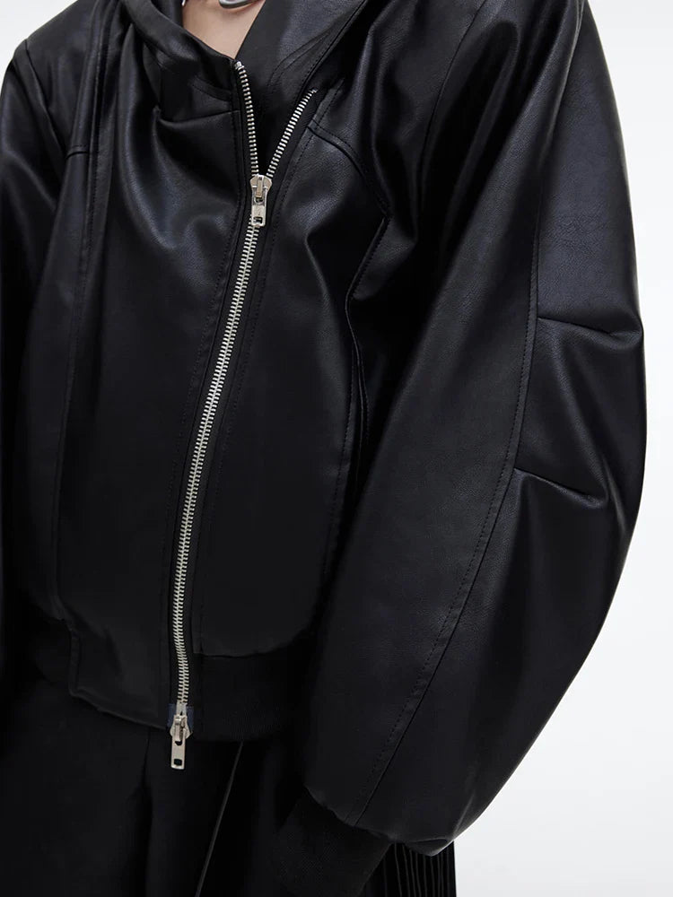 Threebooy Men's Maverick Hooded Faux Leather Jacket