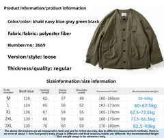 Threebooy  Outdoor Casual Loose Fit Collarless Jacket Men's Spring Autumn New Style American Workwear Jacket with Big Pockets