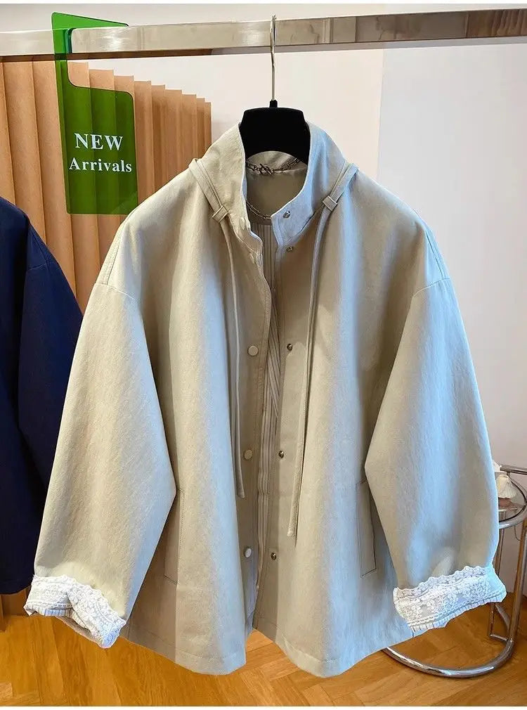 Threebooy Korean Simple High-end Windbreaker Short Jacket Women Loose Spring Autumn New Style Small Fashion Trend Baseball Jacket