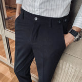 Threebooy  Brand Clothing Fashion Male Spring High Quality Cotton Business Suit Trousers/Men's Pure Color Leisure Suit Pants 28-34