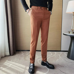 Threebooy Men Suit Pants Suit Pants Spring Fashion Casual Slim Business Suit Pants Wedding Party Men's Clothing Nine-point Trousers